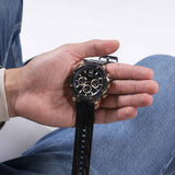 Guess Edge Chronograph Black Dial Black Leather Strap Watch For Men - GW0492G1