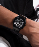 Guess Headliner Multifunction Black Dial Black Steel Strap Watch For Men - GW0572G3