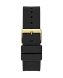 Guess Cubed Analog Gold Dial Black Silicone Strap Watch For Women - GW0665L1