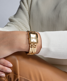Guess Mod Heavy Metal Gold Dial Gold Steel Strap Watch For Women - W1117L2