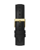 Guess Rumour Quartz Gold Dial Black Leather Strap Watch For Women - GW0689L2