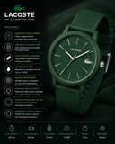 Lacoste 12.12 Move Green Dial Green Silicon Strap Watch for Men - 2011238