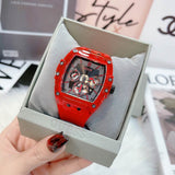 Guess Phoenix Multifunction Black Dial Red Rubber Strap Watch for Men - GW0203G5