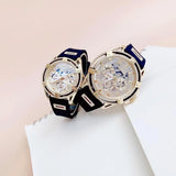 Guess King Quartz Crystals Gold Dial Black Silicone Strap Watch For Men - GW0537G2