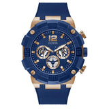 Guess Navigator Chronograph Blue Dial Blue Rubber Strap Watch for Men - GW0264G4