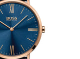 Hugo Boss Jackson Blue Dial Black Leather Strap Watch for Men - 1513371