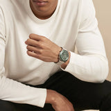 Lacoste Neoheritage Chronograph Green Dial Silver Steel Strap Watch for Men - 2011255