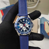 Fossil Garrett Chronograph Blue Dial Blue Rubber Strap Watch for Men - FS5709