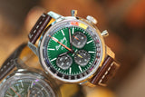 Breitling Top Time B01 Ford Mustang Green Dial Brown Leather Strap Watch for Men - AB01762A1L1X1