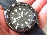 Seiko 5 Sport Automatic Black Dial Green Nylon Strap Watch For Men - SRPD65K4