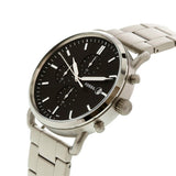 Fossil The Commuter Black Dial Silver Steel Strap Watch for Men - FS5399