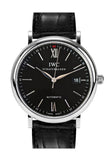 IWC Portofino Automatic Black Dial Black Leather Strap Watch for Men - IW356502