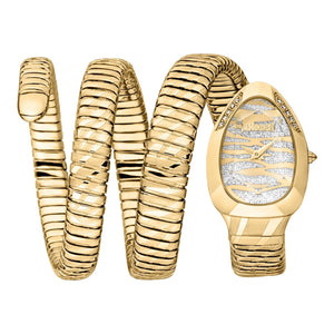 Just Cavalli Taglio White Dial Gold Steel Strap Watch for Women - JC1L226M0025