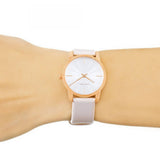 Calvin Klein City Silver Dial White Leather Strap Watch for Women - K2G236X6