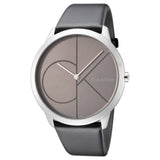 Calvin Klein Minimal Black Dial Black Leather Strap Watch for Men - K3M211C3