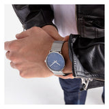 Calvin Klein High Noon Quartz Blue Dial Silver Mesh Bracelet Watch for Men - K8M2112N