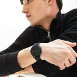 Lacoste 12.12 Black Dial Black Silicon Strap Watch for Men - 2011010