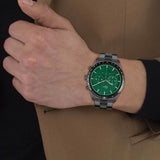 Lacoste Boston Green Dial Black Steel Strap Watch for Men - 2011270