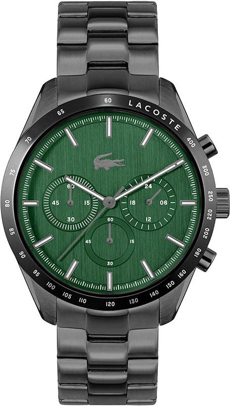 Lacoste Boston Green Dial Black Steel Strap Watch for Men - 2011270