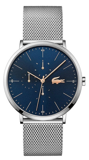 Lacoste Moon Multifunction Blue Dial Silver Mesh Strap Watch for Men - 2011024