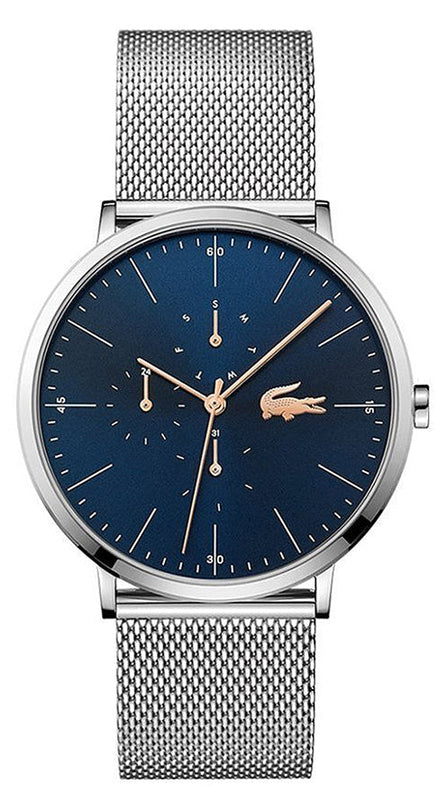 Lacoste Moon Multifunction Blue Dial Silver Mesh Strap Watch for Men - 2011024