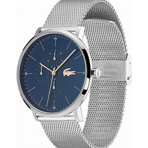Lacoste Moon Multifunction Blue Dial Silver Mesh Strap Watch for Men - 2011024