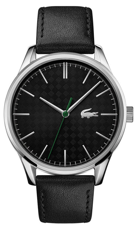 Lacoste Vienna Black Dial Black Leather Strap Watch for Men - 2011047