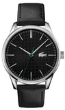 Lacoste Vienna Black Dial Black Leather Strap Watch for Men - 2011047