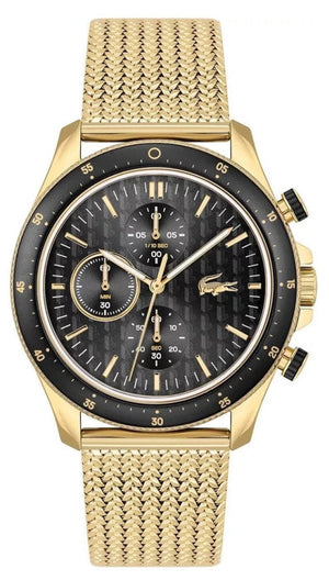 Lacoste Neoheritage Chronograph Black Dial Gold Mesh Strap Watch for Men - 2011254