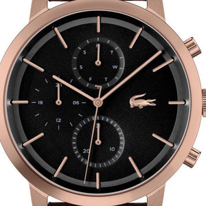Lacoste Replay Chronograph Black Dial Brown Leather Strap Watch for Men - 2011257