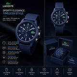 Lacoste 12.12 Chronograph Blue Dial Blue Silicon Strap Watch for Men - 2010970