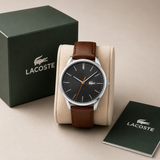 Lacoste Vienna Grey Dial Brown Leather Strap Watch for Men - 2011045