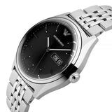 Emporio Armani Zeta Black Dial Silver Steel Strap Watch for Men - AR1977