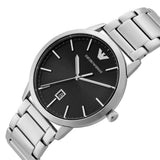 Emporio Armani Ruggero Black Dial Silver Steel Strap Watch for Men - AR11310