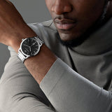 Emporio Armani Ruggero Black Dial Silver Steel Strap Watch for Men - AR11310