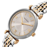 Emporio Armani Gianni T-Bar Beige Dial Two Tone Steel Strap Watch for Women - AR11702