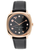 Marc Jacobs Mandy Black Dial Black Leather Strap Watch for Women - MJ1565