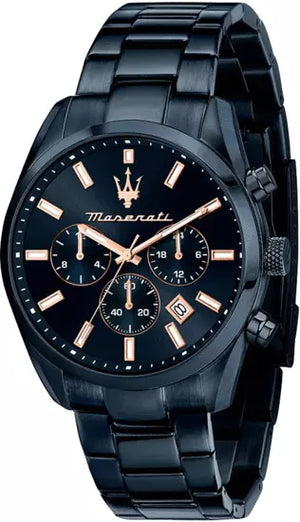 Maserati Attrazione Chronograph Blue Dial Blue Steel Strap Watch for Men - R8873626003
