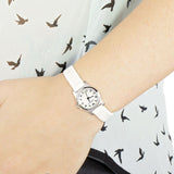 Marc Jacobs Henry Dinky White Dial White Leather Strap Watch for Women - MBM1234