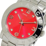 Marc Jacobs Amy Red Dial Silver Steel Strap Watch for Women - MBM3333