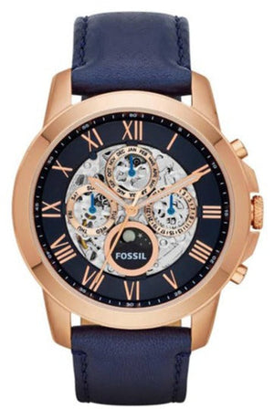 Fossil Grant Automatic Blue Dial Blue Leather Strap Watch for Men - ME3029