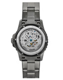 Fossil FB-01 Automatic Skeleton Black Dial Grey Steel Strap Watch for Men - ME3201