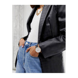 Michael Kors Pyper Quartz White Dial Black Leather Strap Watch For Women - MK2834