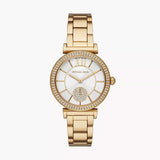 Michael Kors Abbey Three-Hand Analog White Dial Gold Steel Strap Watch for Women - MK4615
