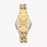 Michael Kors Layton Multifunction Glitz Silver Dial Gold Steel Strap Watch for Women - MK4653