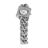 Michael Kors Chain Lock Pave Silver Dial Silver Steel Strap Watch For Women - MK4718