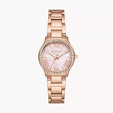 Michael Kors Sage Three-Hand Crystals Mother of Pearl Dial Rose Gold Steel Strap Watch for Women - MK4823