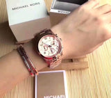 Michael Kors Runway Rose Gold Dial Rose Gold Steel Strap Watch for Women - MK5128