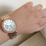 Michael Kors Parker White Dial Rose Gold Steel Strap Watch for Women - MK5616
