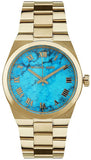 Michael Kors Channing Turquoise Dial Gold Steel Strap Watch For Women - MK5894